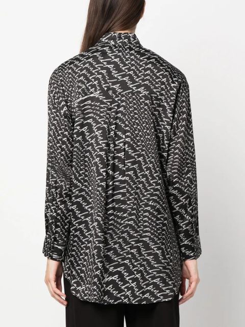 PINKO logo-print spread-collar shirt - Black