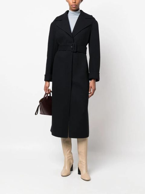 Jil Sander long-sleeve belted wool coat - Blue