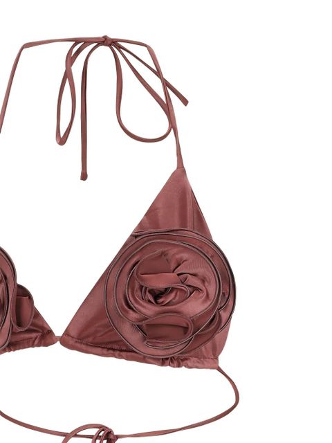 Magda Butrym rose-embellished triangle bikini top - Brown