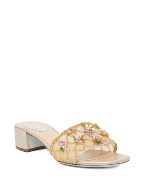 René Caovilla floral appliquéd heeled sandals - Neutrals - zdjęcie produktu nr 2