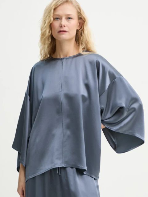 By Malene Birger bluzka CICIE damska kolor niebieski gładka 102500