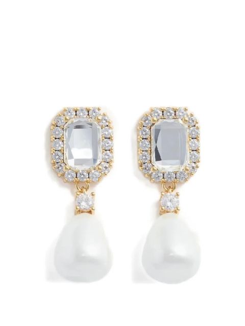 Self-Portrait crystal pearl drop earrings - Gold - zdjęcie produktu nr 1