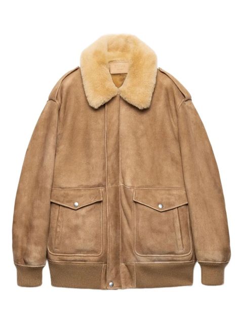 Prada shearling-collar patch-pocket jacket - Brown - zdjęcie produktu nr 1