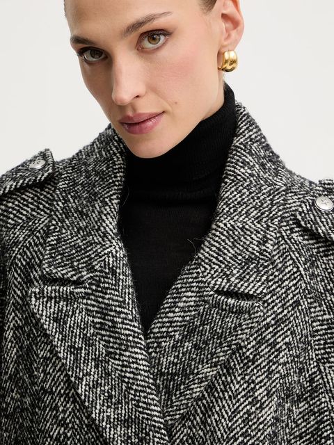 Pinko płaszcz z dodatkiem wełny kolor czarny 105562 A2SE