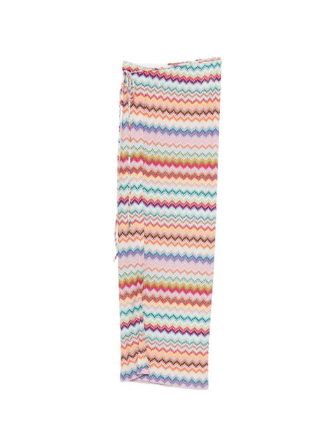 Missoni drawstring zigzag long skirt - White