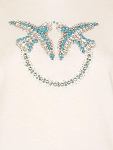 PINKO Love Birds studded T-shirt - Neutrals