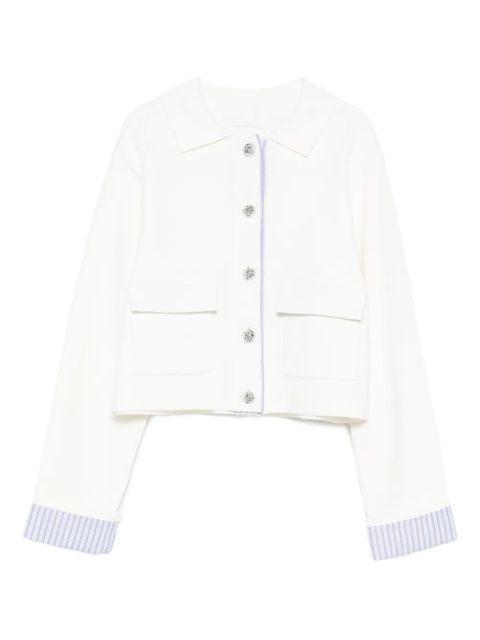 SANDRO polo-collar striped-cuff cardigan - Neutrals - zdjęcie produktu nr 1
