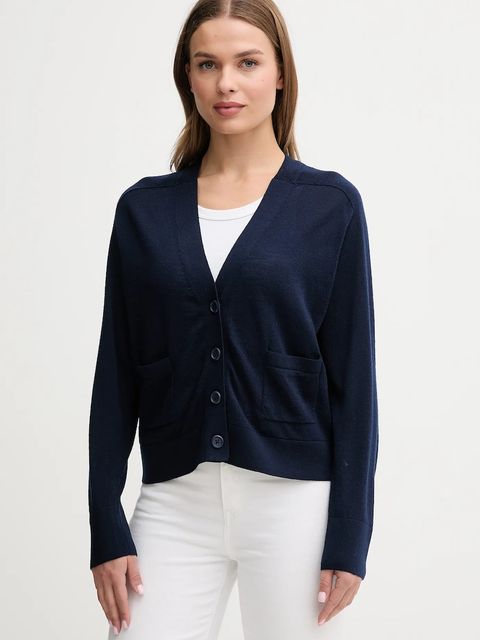 United Colors of Benetton kardigan wełniany damski kolor granatowy lekki 11AHD604R - zdjęcie produktu nr 1