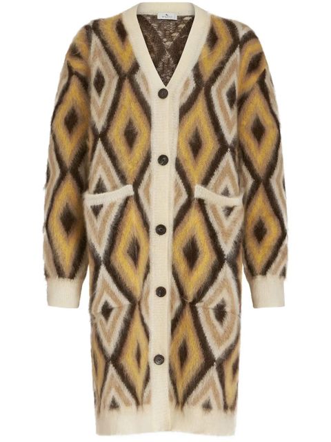 ETRO diamond-print brushed-effect cardi-coat - Neutrals - zdjęcie produktu nr 1
