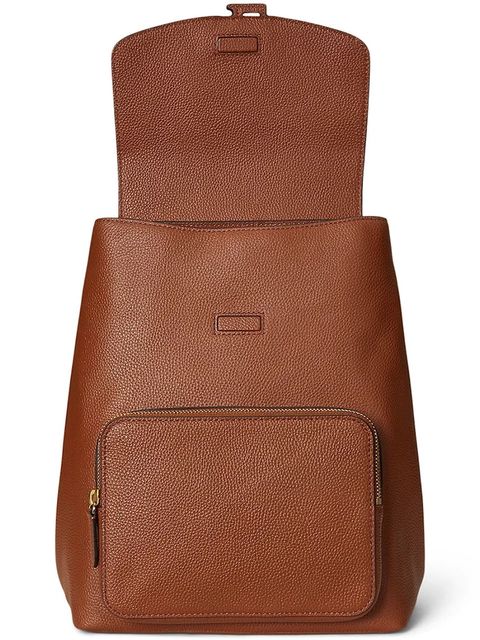 Lauren Ralph Lauren plecak skórzany damski kolor brązowy duży gładki 431969355