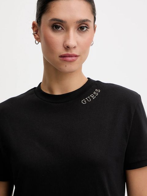 Guess t-shirt bawełniany CLELIA damski kolor czarny V5BI12 K8FQ4