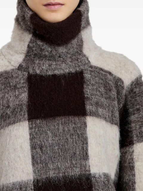 Proenza Schouler high-neck check-print sweater - Brown