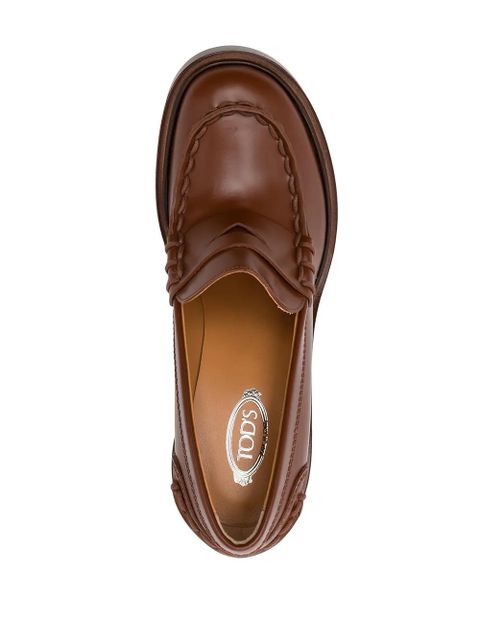 Tod's almond-toe block-heel loafers - Brown