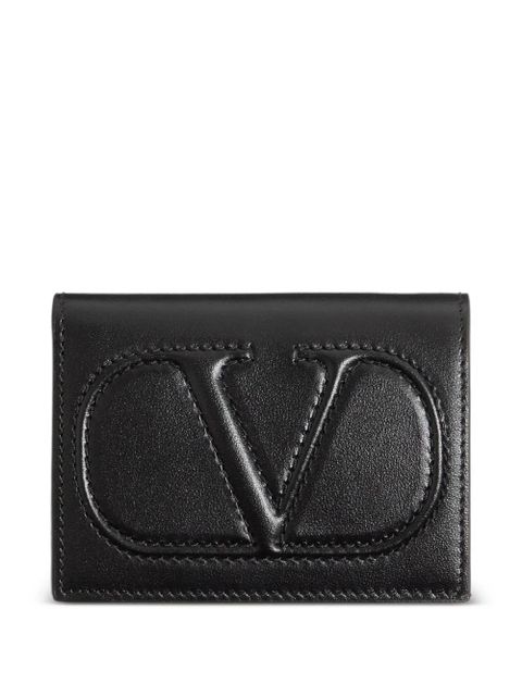 Valentino Garavani small Vlogo wallet in calfskin - Black - zdjęcie produktu nr 1