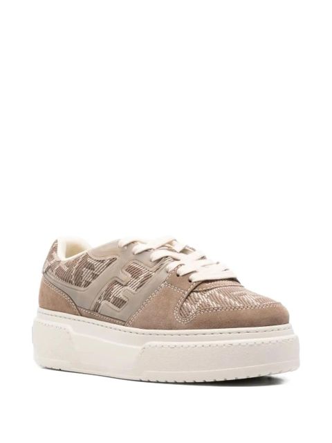 FENDI Match logo platform sneakers - Brown