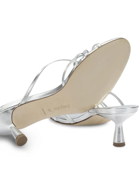 Aeyde Abby laminated leather sandals - Silver