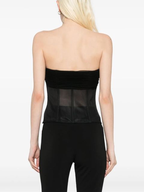 Christopher Esber tulle-overlay top - Black