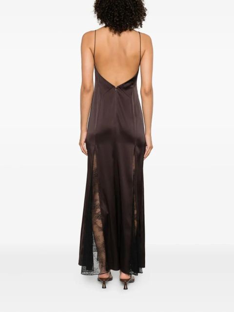 STAUD Trinity lace-insert maxi dress - Brown