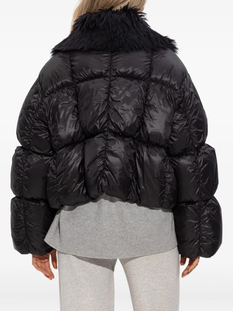 Jil Sander quilted faux-fur-collar jacket - Black