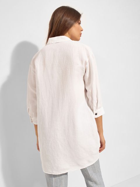 PESERICO - Biała lniana koszula