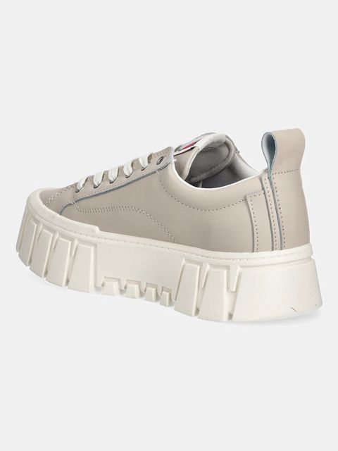 Tommy Jeans sneakersy skórzane TJW VULC FLATFORM LEATHER damskie kolor beżowy EN0EN03008