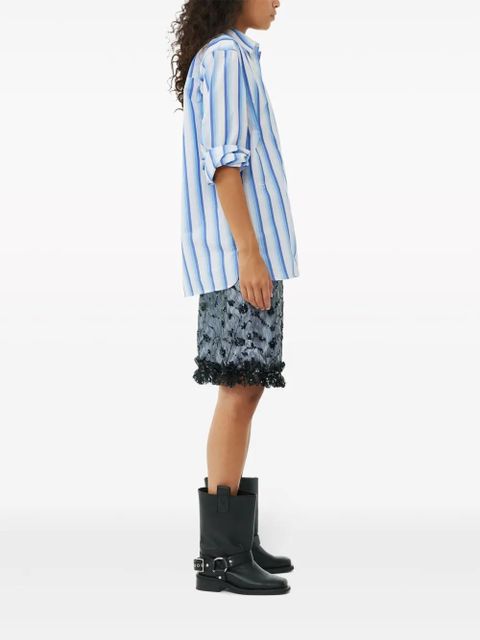 GANNI striped organic cotton shirt - Blue