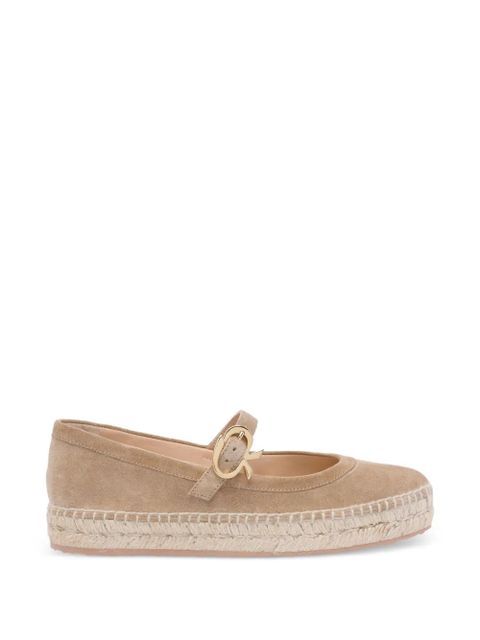Gianvito Rossi Elda buckled espadrille ballet-flats - Neutrals - zdjęcie produktu nr 1
