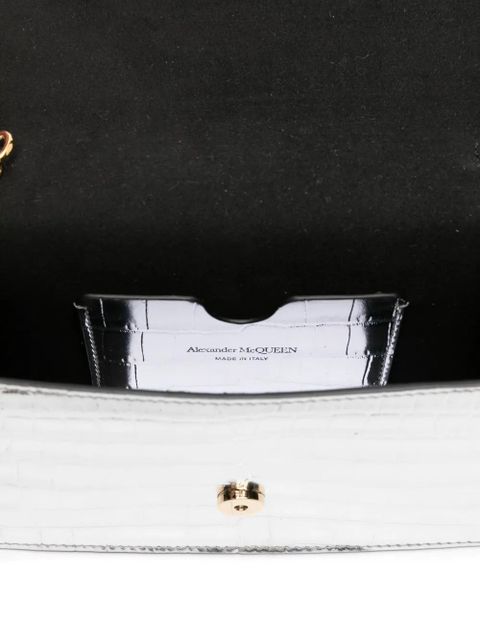 Alexander McQueen skull-embellished crocodile-effect bag - Silver