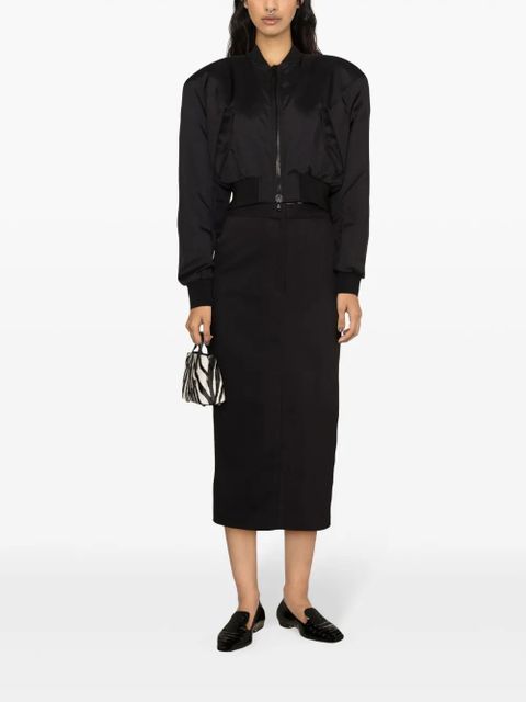 WARDROBE.NYC zip-up cropped bomber jacket - Black