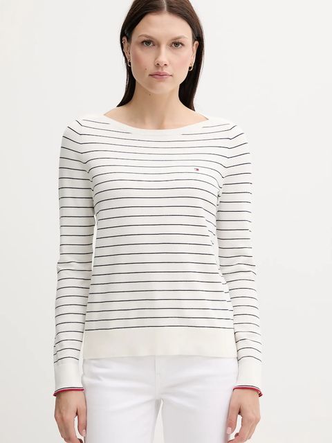 Tommy Hilfiger sweter damski kolor biały lekki WW0WW40099 - zdjęcie produktu nr 1