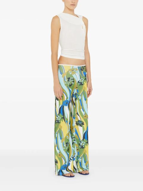 Christopher Esber floral-print ribbed trousers - Green - zdjęcie produktu nr 2