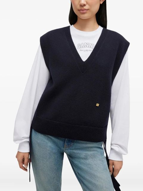 GANNI logo-detail vest - Blue