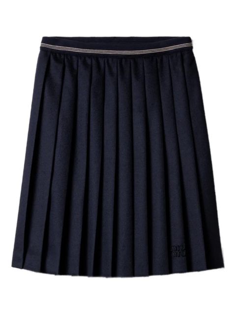 Miu Miu pleated embroidered midi skirt - Blue - zdjęcie produktu nr 1