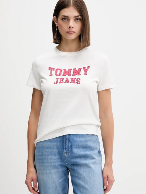 Tommy Jeans t-shirt bawełniany damski kolor beżowy DW0DW21966 - zdjęcie produktu nr 1