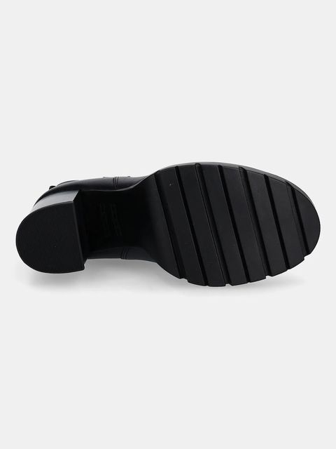 Tommy Jeans botki skórzane TJW LEATHER HEEL BOOT damskie kolor czarny na słupku lekko ocieplone EN0EN02831