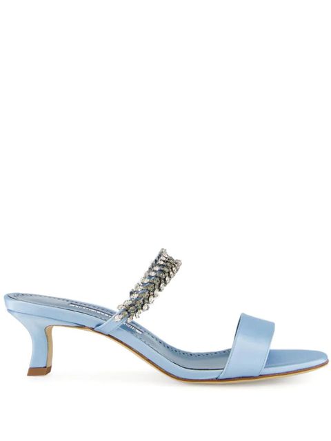 Manolo Blahnik 50mm Kifasan crystal-embellished satin sandals - Blue - zdjęcie produktu nr 1