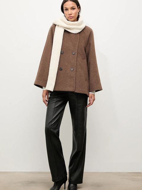 Answear.LAB szalik z wełną damski kolor beżowy gładki