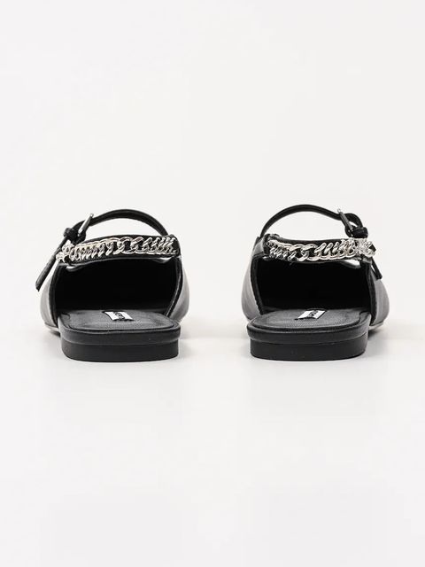 Karl Lagerfeld baleriny skórzane KONNIE kolor czarny z odkrytą piętą KL40181 - zdjęcie produktu nr 2