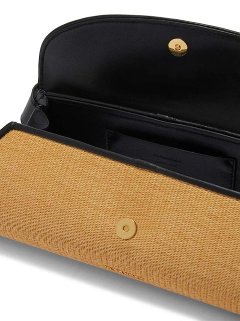 Jil Sander small Cannolo interwoven raffia shoulder bag - White