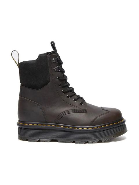 Dr. Martens workery skórzane Zebzag 8 Tie kolor brązowy na platformie lekko ocieplone DM32116733 - zdjęcie produktu nr 1
