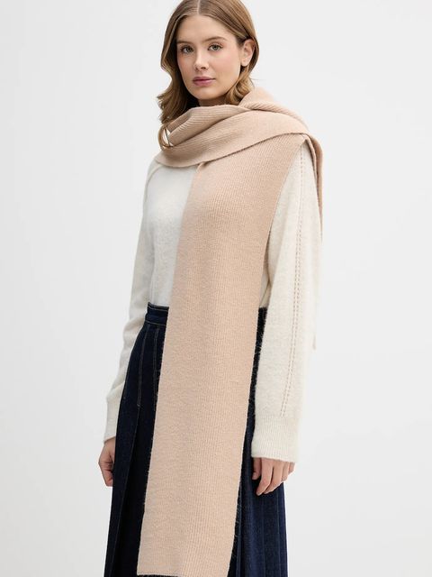 Pedro del Hierro szalik z kapturem damski kolor beżowy gładki 4962472 - zdjęcie produktu nr 1