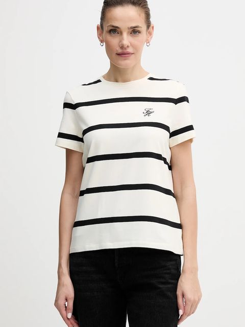 Tommy Hilfiger t-shirt damski kolor beżowy WW0WW47809 - zdjęcie produktu nr 1