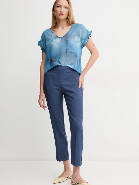 Sandro Ferrone spodnie damskie kolor granatowy dopasowane high waist S23XBEBERILLIO