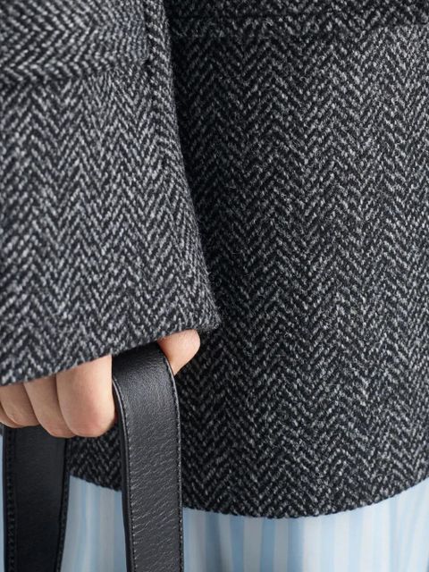 Prada herringbone fur-collar coat - Grey