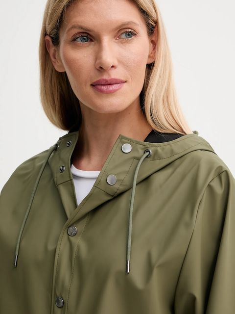 Rains kurtka 12020 Long Jacket kolor zielony przejściowa 12020