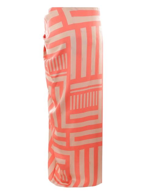 FENDI Labyrinth knotted full silk skirt - Orange