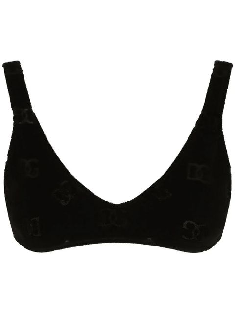 Dolce & Gabbana DG-logo flocked bralette top - Black - zdjęcie produktu nr 1