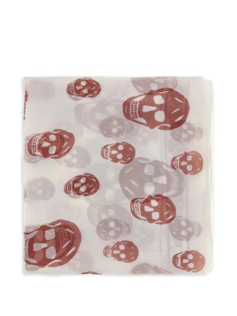 Alexander McQueen skull-print silk scarf - White - zdjęcie produktu nr 1