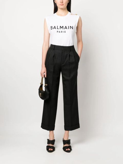 Balmain logo-print detail tank top - White - zdjęcie produktu nr 2