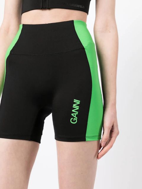 GANNI Active high-waist cycling shorts - Black